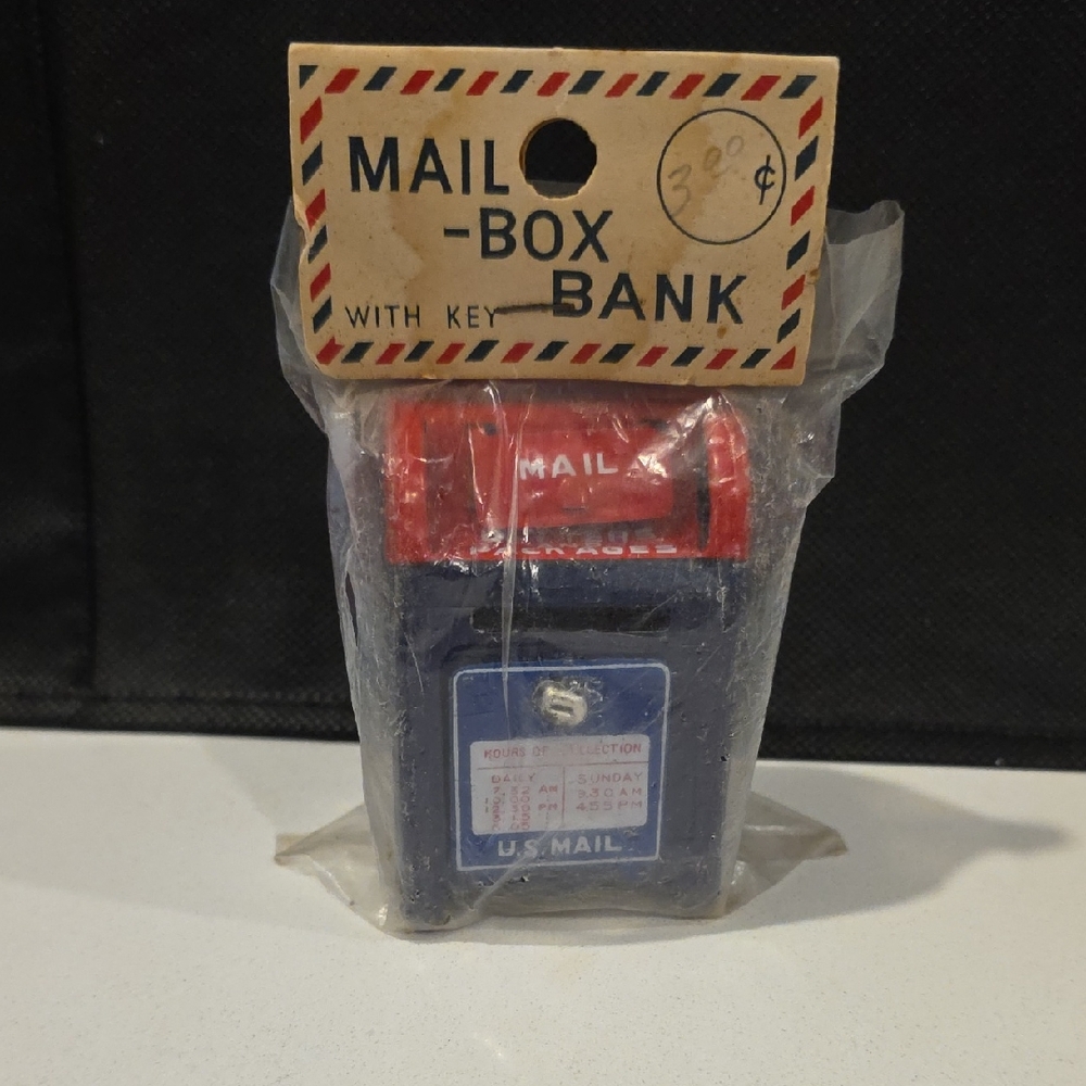 Vintage Mailbox Bank with Key